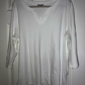 Orvis White Pima Cotton Tunic, 3/4-Sleeve, Split neck, Women's